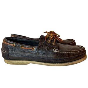 POLO RALPH LAUREN Vintage BarnTop Sider 2 Eye Boat Shoes 10 Lace Up Brown Leathe